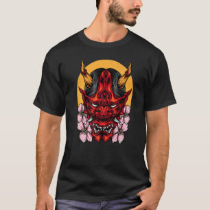 Demon Oni Mask With Sakura T-Shirt