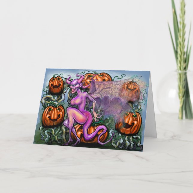 Demon Pumpkins Folded Greeting Card (Front)