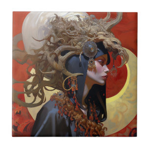 Demon Queen Fantasy Art Ceramic Tile