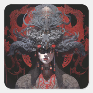 Demon Queen Fantasy Art Square Sticker