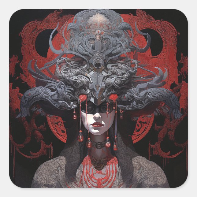 Demon Queen Fantasy Art Square Sticker (Front)