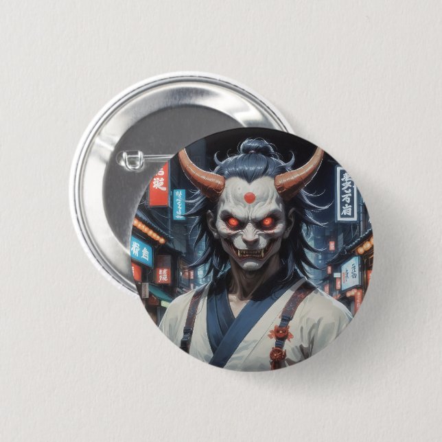 Demon Samurai 6 Cm Round Badge (Front & Back)