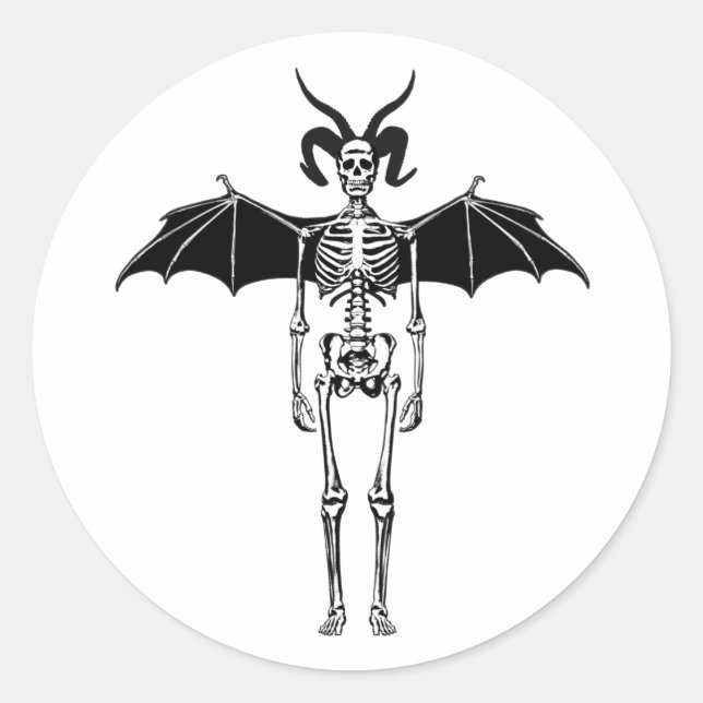 Demon Skeleton Angel goth Original dark Horror Art Classic Round Sticker (Front)
