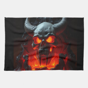 Demon Skull Throne Halloween Kitchen Towel