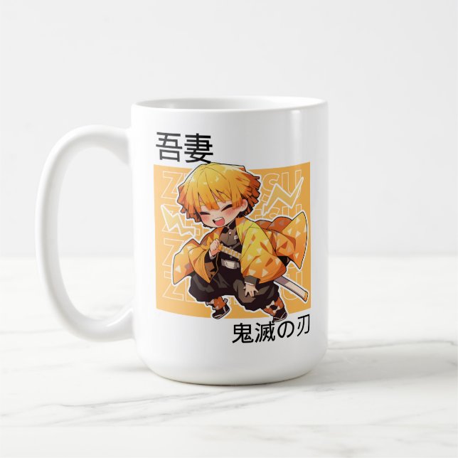 demon slayers zenitsu cute  coffee mug (Left)