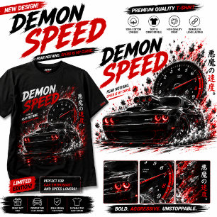 Demon Speed Muscle Car Dark Racing - Black T-Shirt