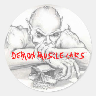 DEMON STICKER, DEMON MUSCLE CARS CLASSIC ROUND STICKER