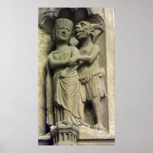 Demon tempting a woman, exterior figure poster