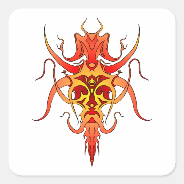 Demon Tribal Tattoo Design Square Sticker (Front)