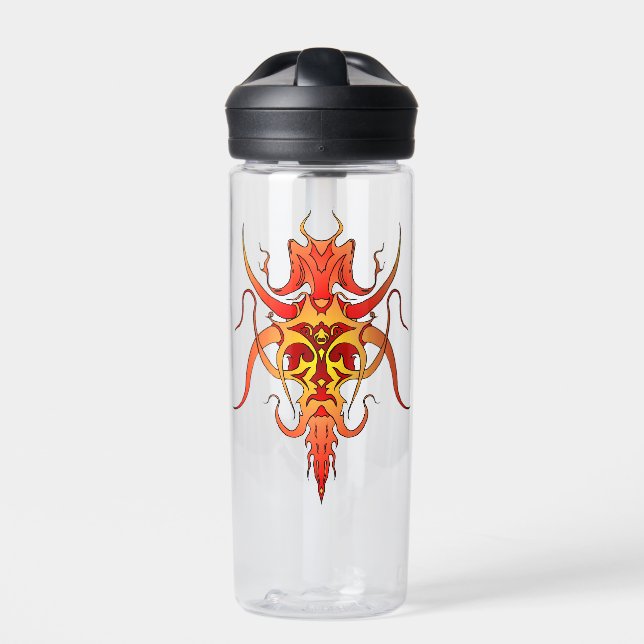 Demon Tribal Tattoo Design Water Bottle (Front)