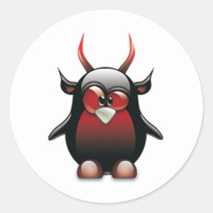 Demon Tux (Linux Tux) Classic Round Sticker