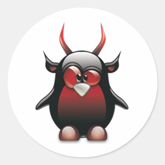 Demon Tux (Linux Tux) Classic Round Sticker (Front)