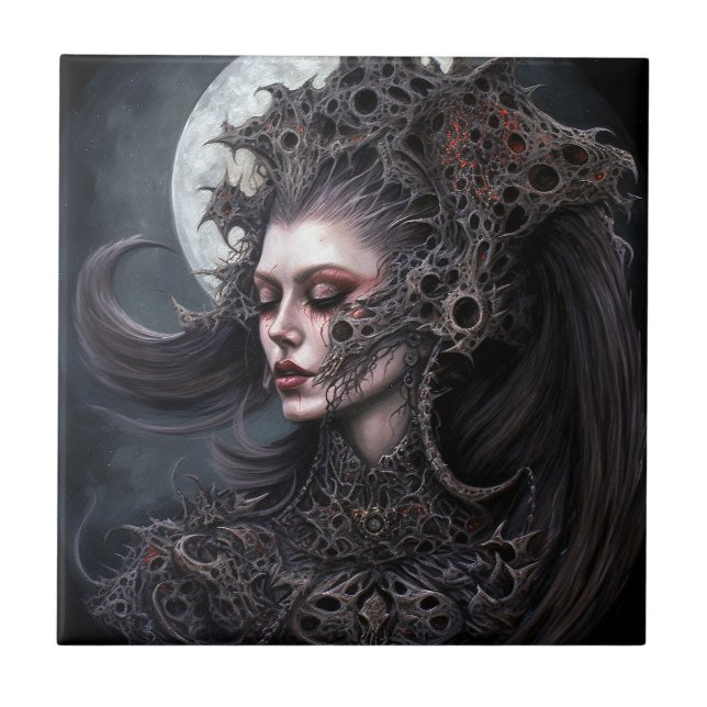 Demon Woman Queen Dark Fantasy Art Ceramic Tile (Front)