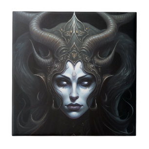 Demon Woman Queen Dark Fantasy Art Ceramic Tile
