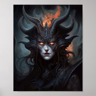 Demon Woman Queen Dark Fantasy Art Poster