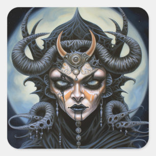Demon Woman Queen Dark Fantasy Art Square Sticker