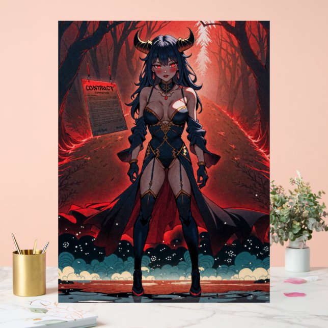 Demoness with Contact at Crossroads, Anime Demon Acrylic Sign (Wedding)