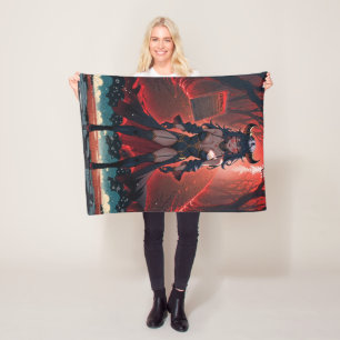 Demoness with Contact at Crossroads, Anime Demon Fleece Blanket