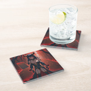 Demoness with Contact at Crossroads, Anime Demon Glass Coaster