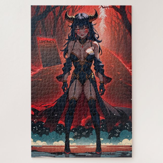 Demoness with Contact at Crossroads, Anime Demon Jigsaw Puzzle (Vertical)