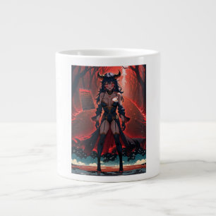 Demoness with Contact at Crossroads, Anime Demon Large Coffee Mug
