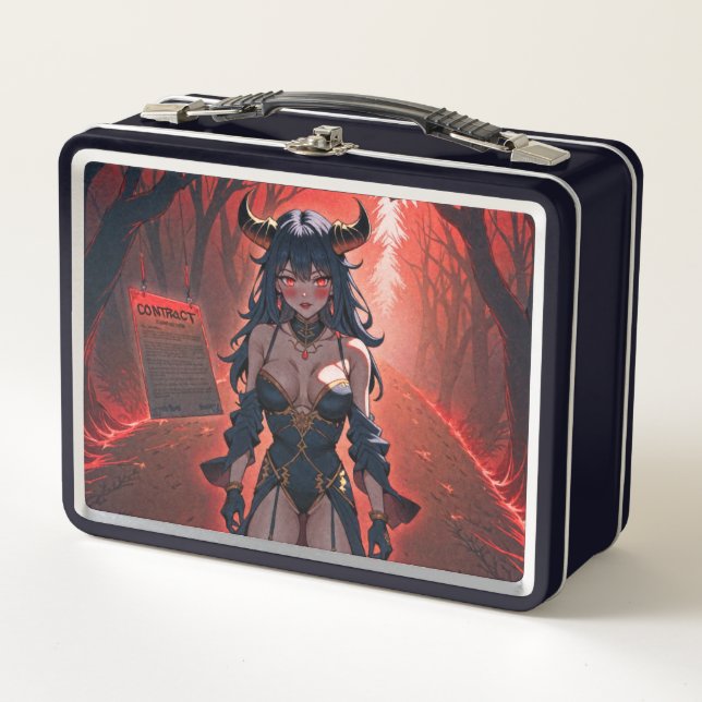 Demoness with Contact at Crossroads, Anime Demon Metal Lunch Box (Front)