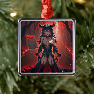 Demoness with Contact at Crossroads, Anime Demon Metal Ornament