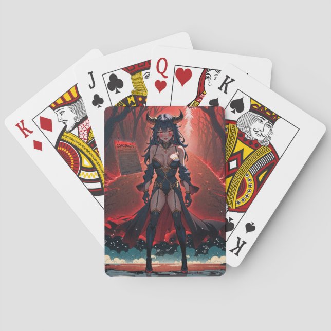 Demoness with Contact at Crossroads, Anime Demon Playing Cards (Back)