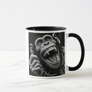 Demonic Monkey Black and White Skeleton. Mug