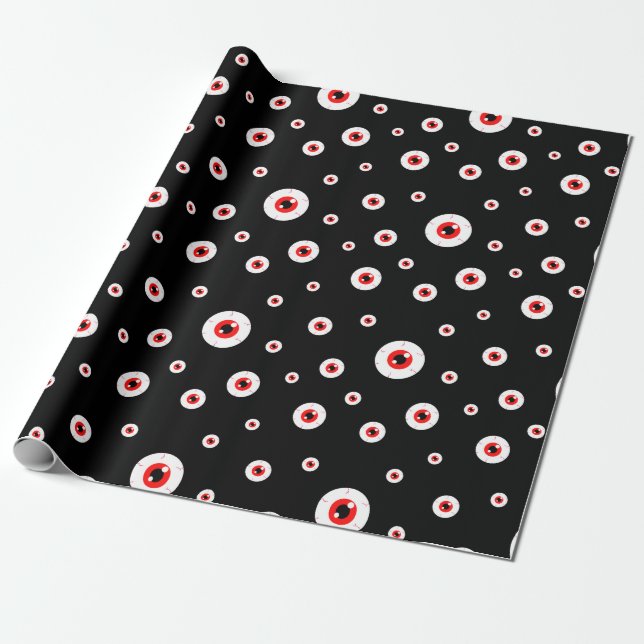 Demonic Red Eyeballs Wrapping Paper (Unrolled)