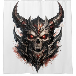 Demonic Skull with Horns Shower Curtain