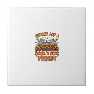 Demons Are Ghouls Friend Pumpkins Mummy Ghost Bats Ceramic Tile
