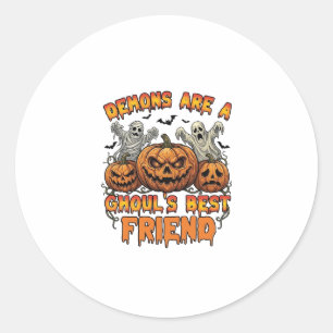 Demons Are Ghouls Friend Pumpkins Mummy Ghost Bats Classic Round Sticker