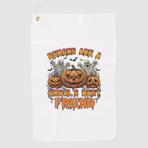 Demons Are Ghouls Friend Pumpkins Mummy Ghost Bats Golf Towel