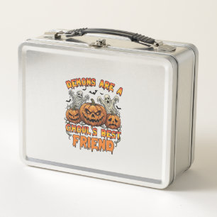 Demons Are Ghouls Friend Pumpkins Mummy Ghost Bats Metal Lunch Box