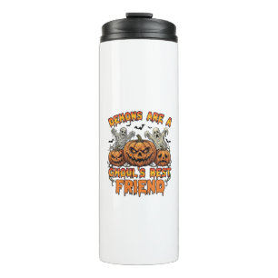 Demons Are Ghouls Friend Pumpkins Mummy Ghost Bats Thermal Tumbler