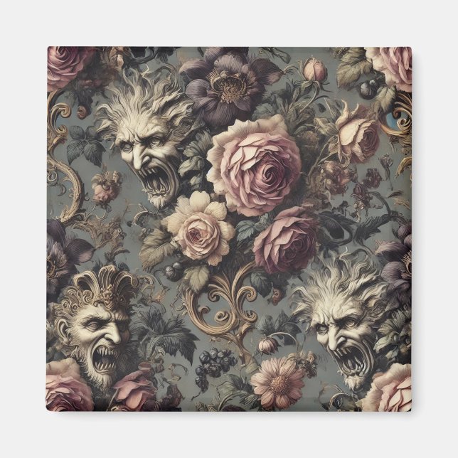 Demons of Delinquency – Gothic Floral Design Magnet (Front)