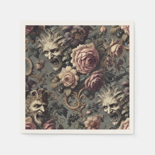 Demons of Delinquency – Gothic Floral Design Napkin (Front)