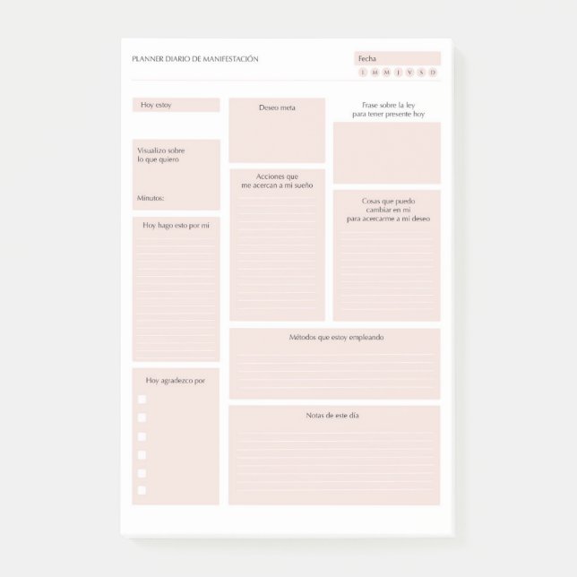 Demonstration Daily Planner Post-it Notes (Front)