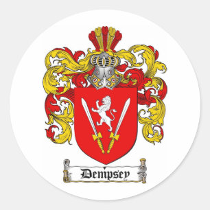 DEMPSEY FAMILY CREST -  DEMPSEY COAT OF ARMS CLASSIC ROUND STICKER