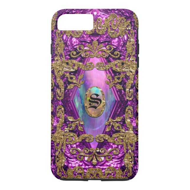 Dempsey Plum Elegant   Monogram Case-Mate iPhone Case (Back)