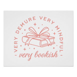 Demure cutesy bookish bow pink aesthetic poster
