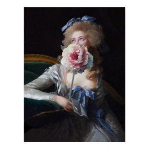 Demure with Pink Peony Poster