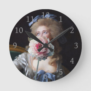 Demure with Pink Peony Round Clock