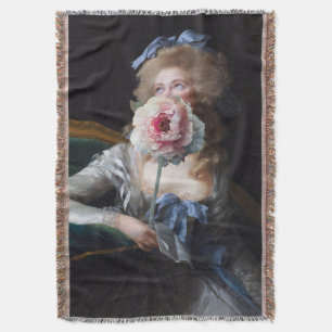 Demure with Pink Peony Throw Blanket