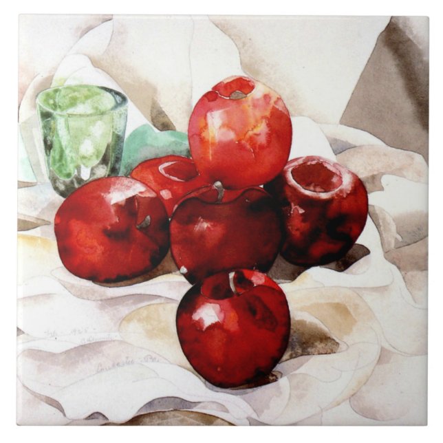 Demuth - Apples and Green Glass Ceramic Tile (Front)