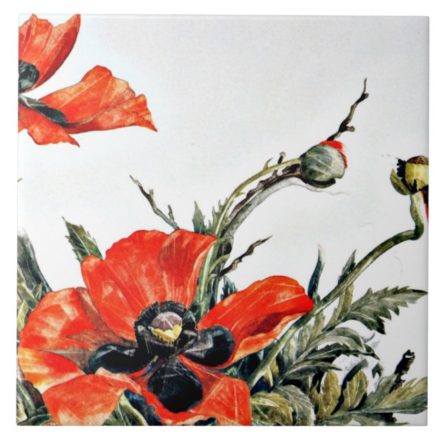 Demuth - Red Poppies, popular painting, Ceramic Tile (Front)