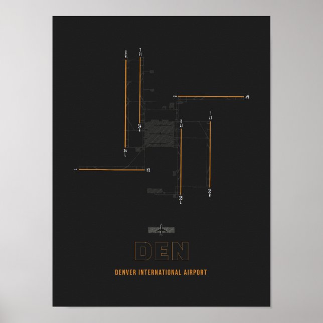 DEN - Denver International Airport Runway Diagram  Poster (Front)