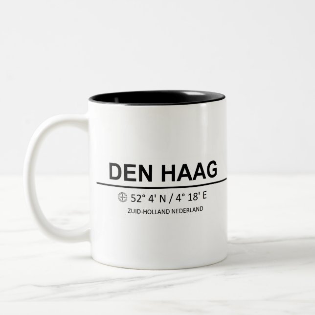 Den Haag Coordinaten - Den Haag Coordinates Two-Tone Coffee Mug (Left)
