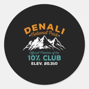 Denali 10 Percent Club Hiking Adventure  Classic Round Sticker